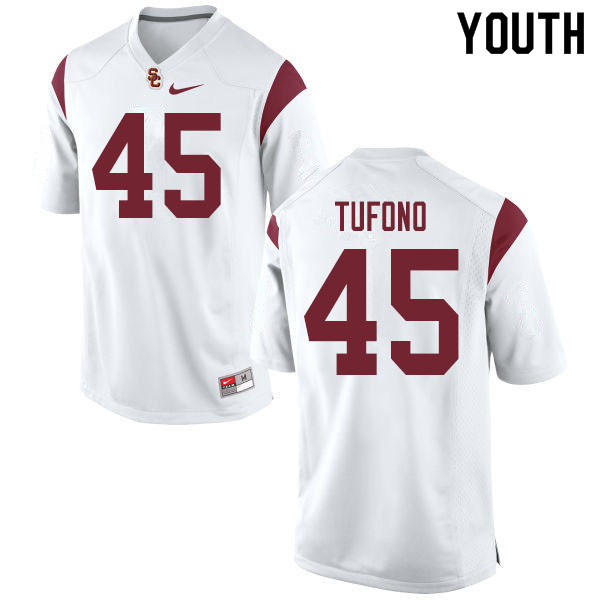 Youth #45 Maninoa Tufono USC Trojans College Football Jerseys Sale-White